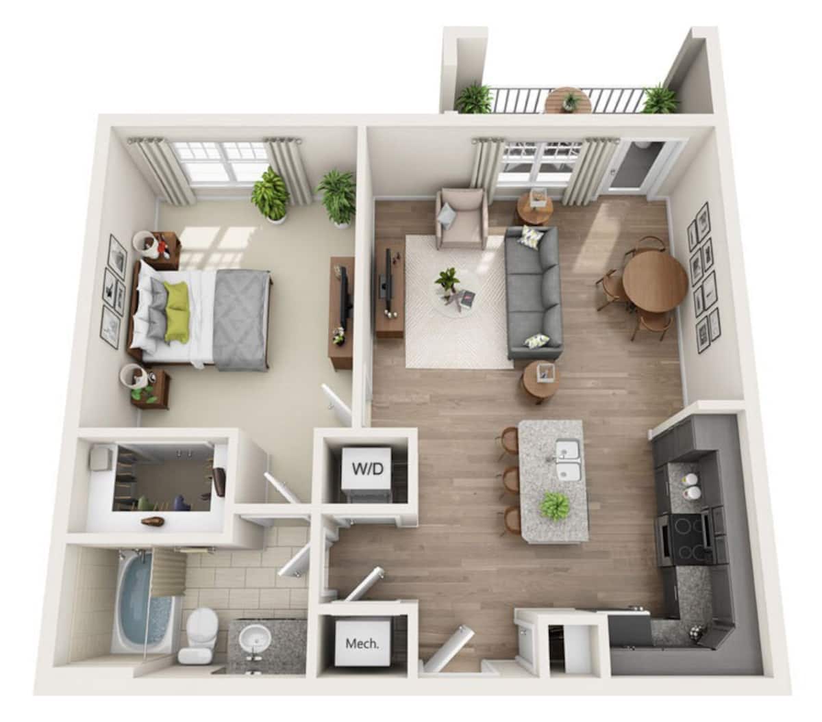 Floorplan diagram for A4, showing 1 bedroom
