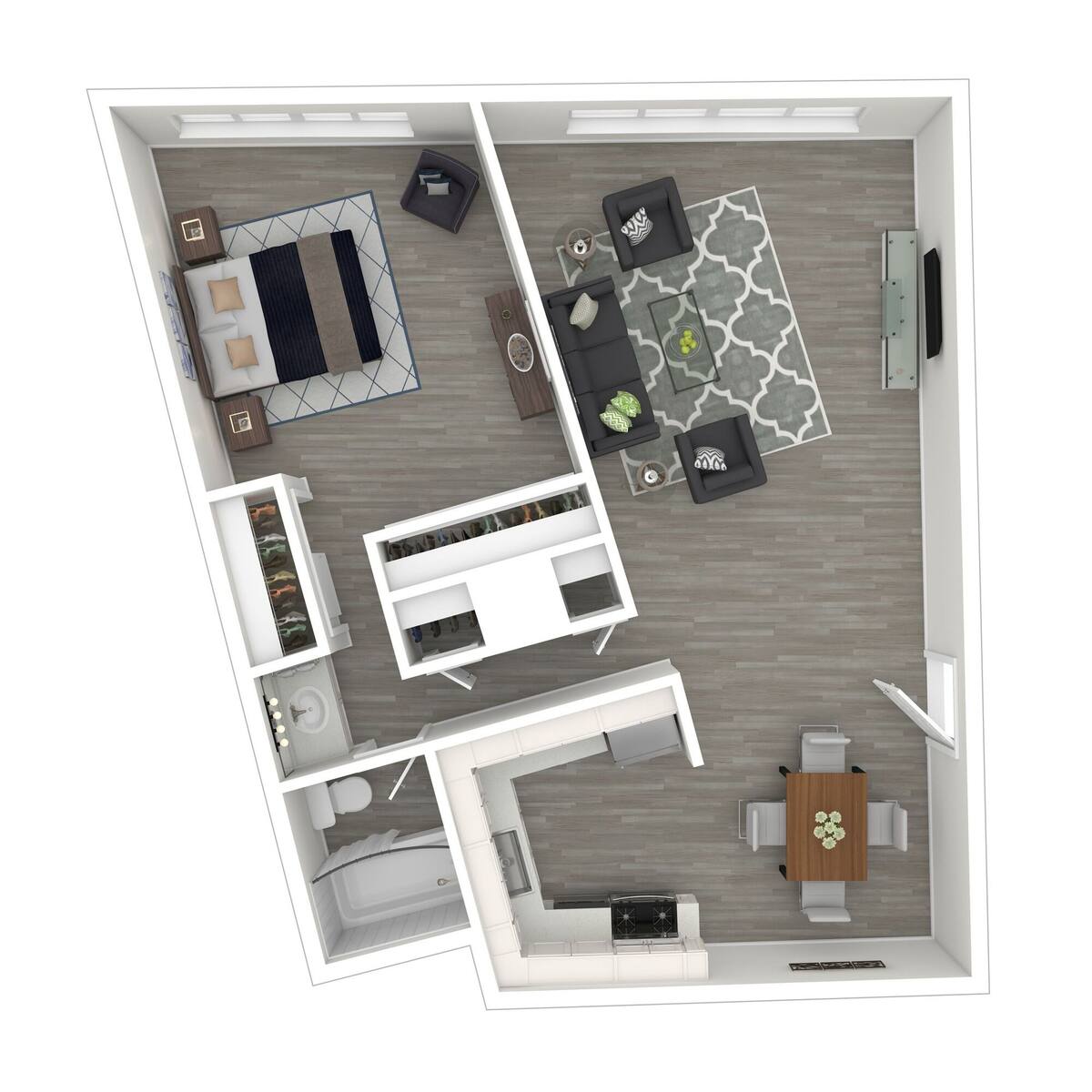 Floorplan diagram for Beresford, showing 1 bedroom