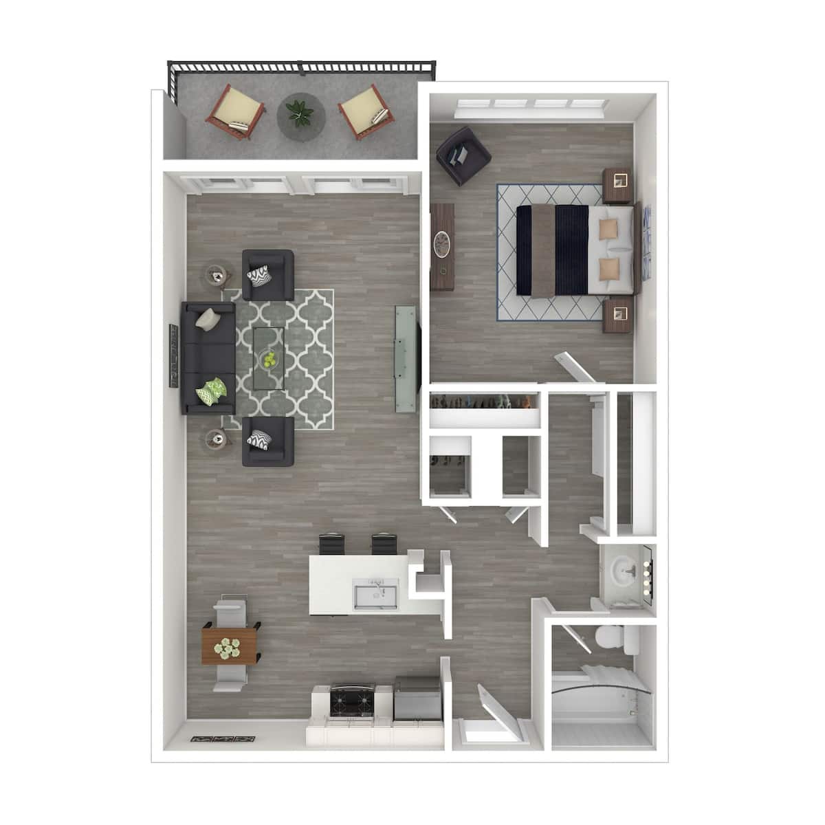 Floorplan diagram for Hawthorne, showing 1 bedroom