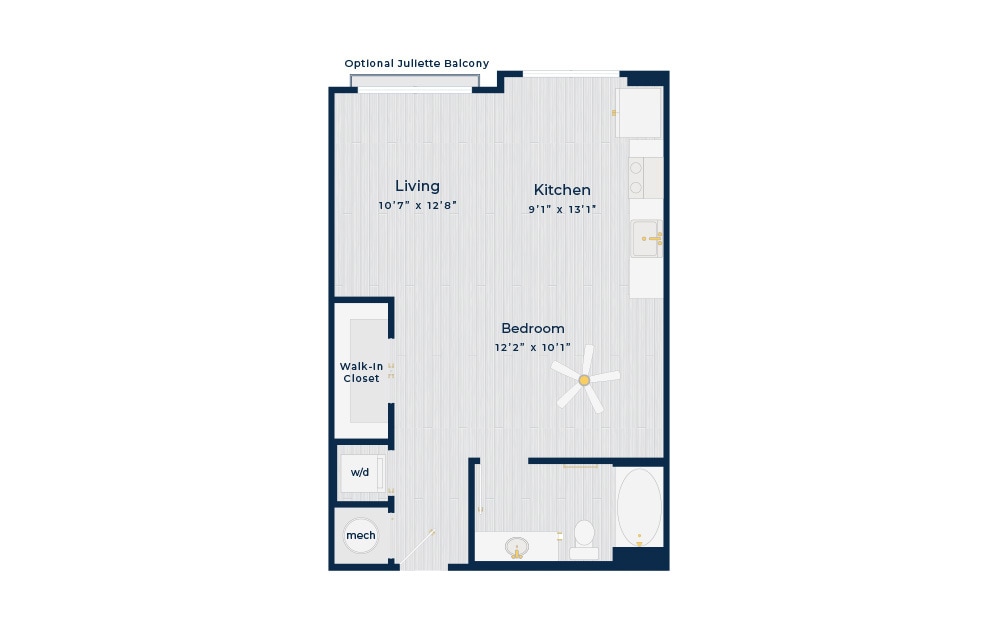 Floorplan diagram for Edgewood, showing Studio