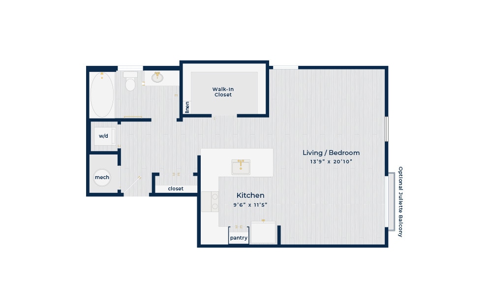 Floorplan diagram for Dekalb, showing Studio