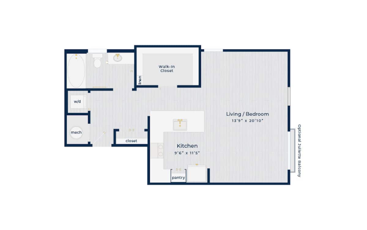 Floorplan diagram for Dekalb, showing Studio