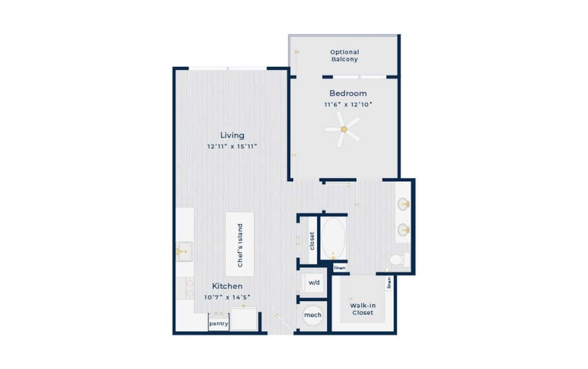 Floorplan diagram for Euclid, showing 1 bedroom