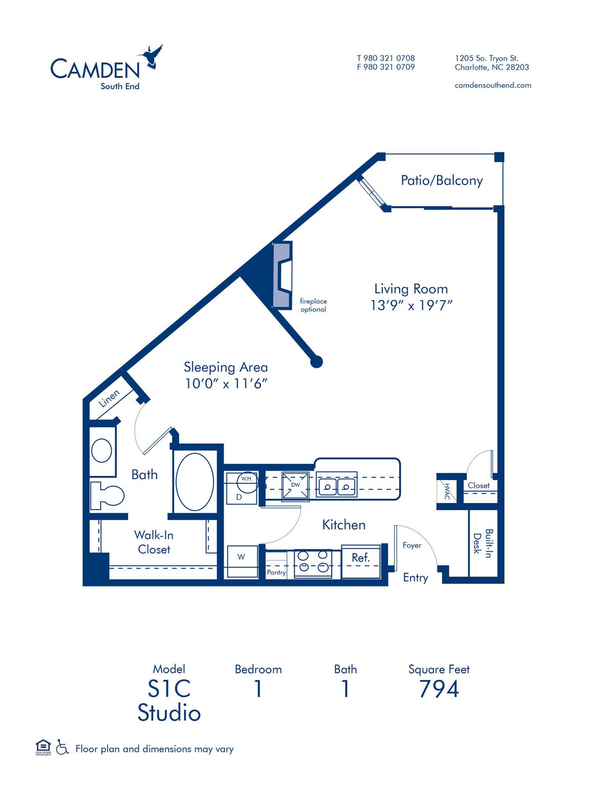 Floorplan diagram for S1C, showing Studio