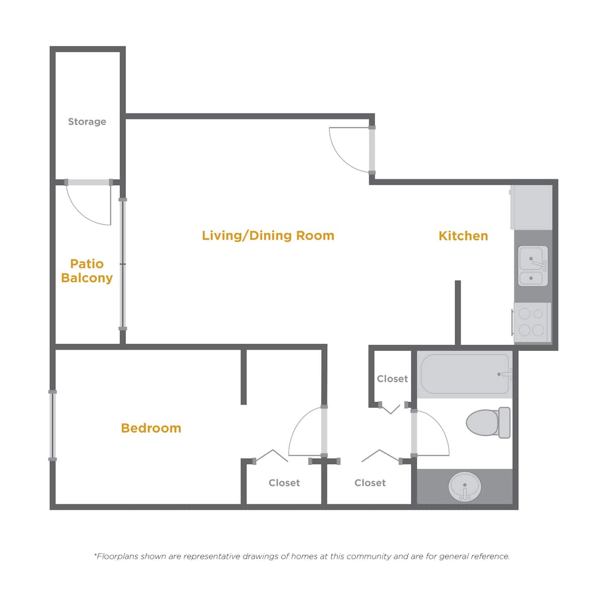 Floorplan diagram for a1dh, showing 1 bedroom