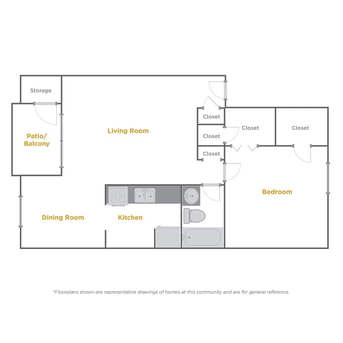 Floorplan diagram for a3, showing 1 bedroom