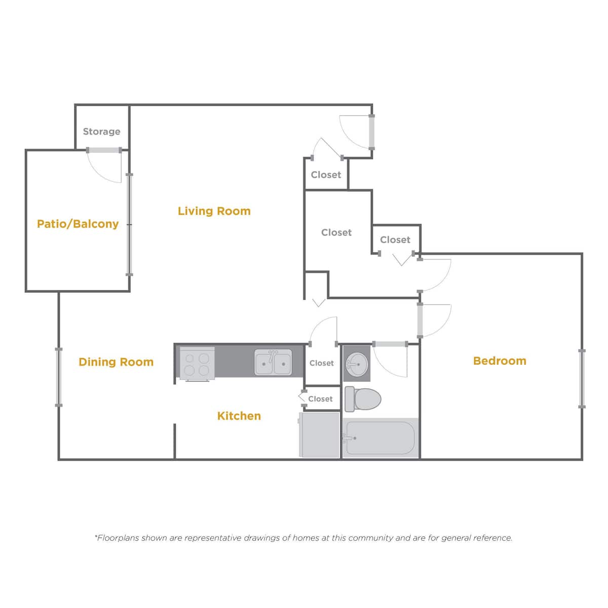 Floorplan diagram for a4, showing 1 bedroom