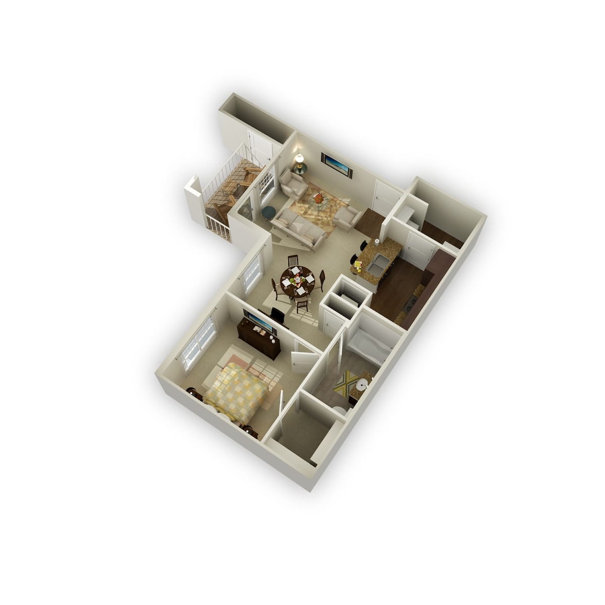Floorplan diagram for Saratoga, showing 1 bedroom