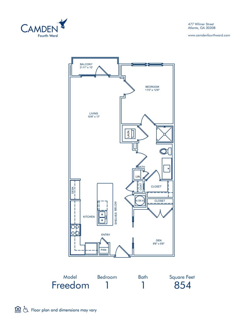 Floorplan diagram for Freedom, showing 1 bedroom