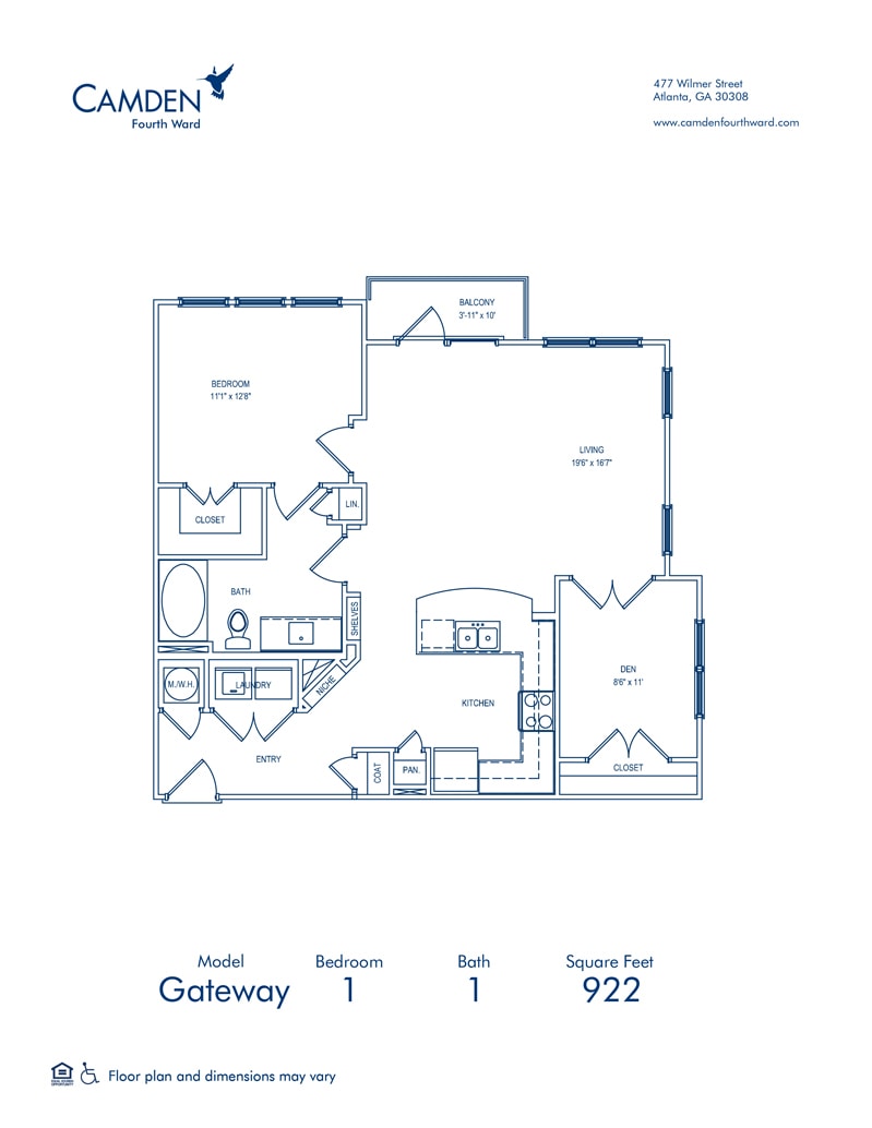 Plano de Gateway, que muestra 1 habitación