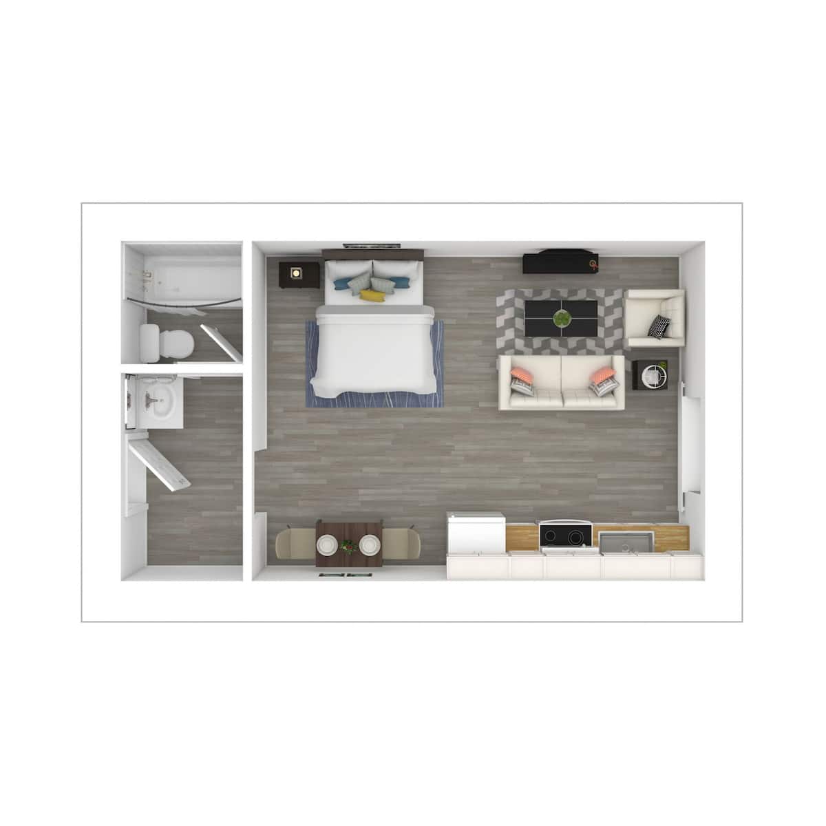Floorplan diagram for Large Studio, showing Studio