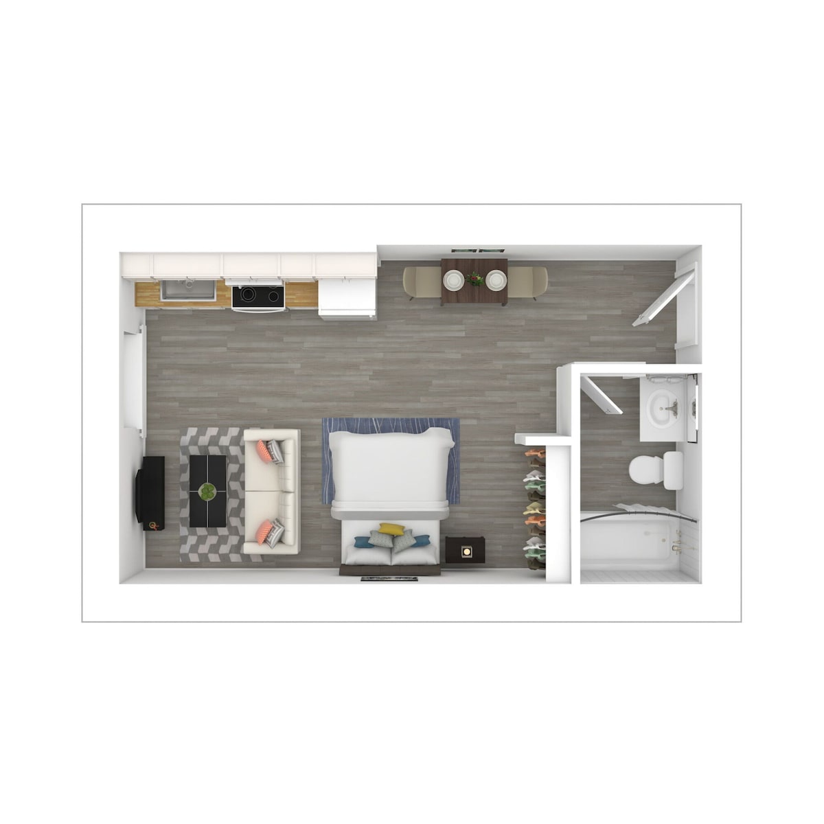 Floorplan diagram for Small Studio, showing Studio