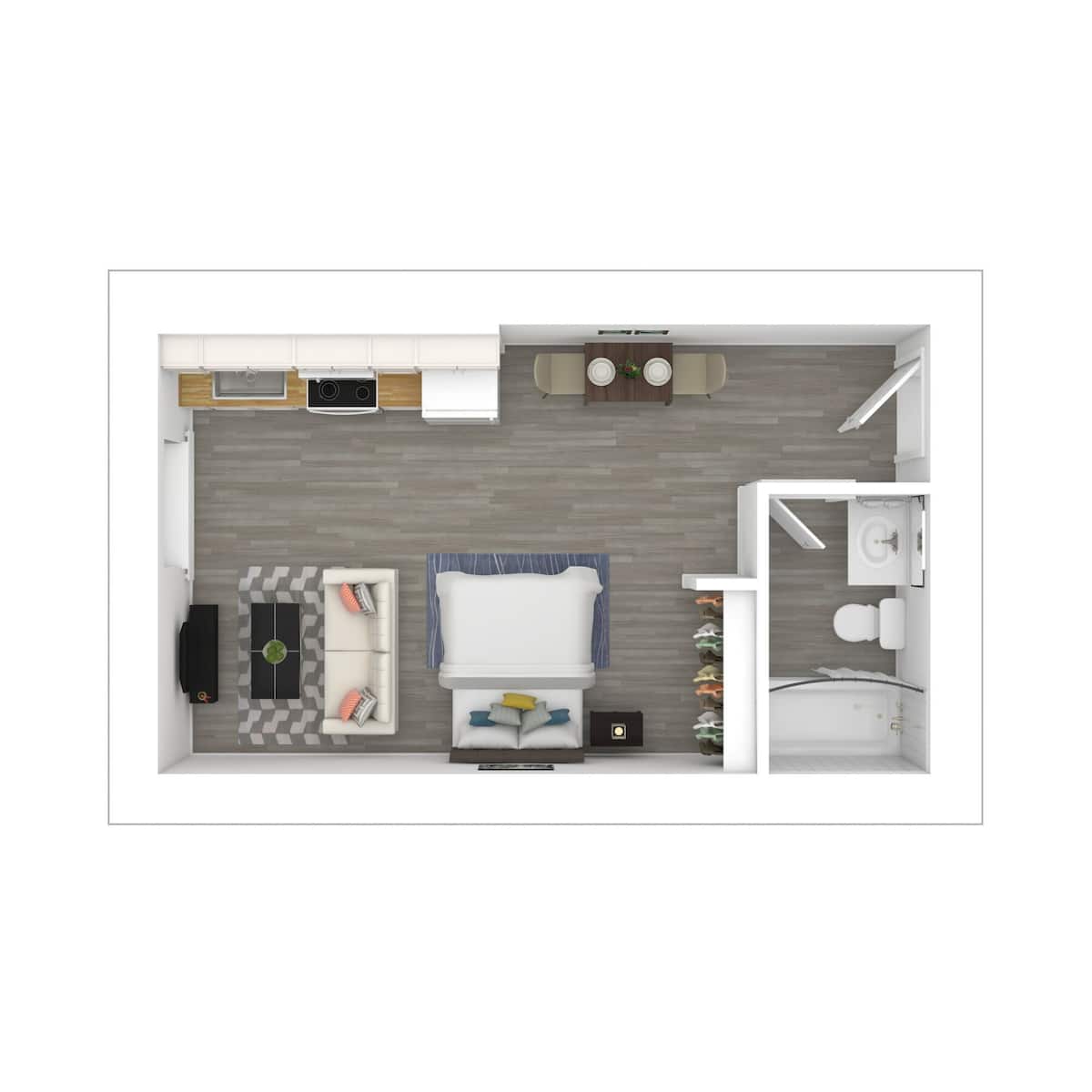 Floorplan diagram for Small Studio, showing Studio