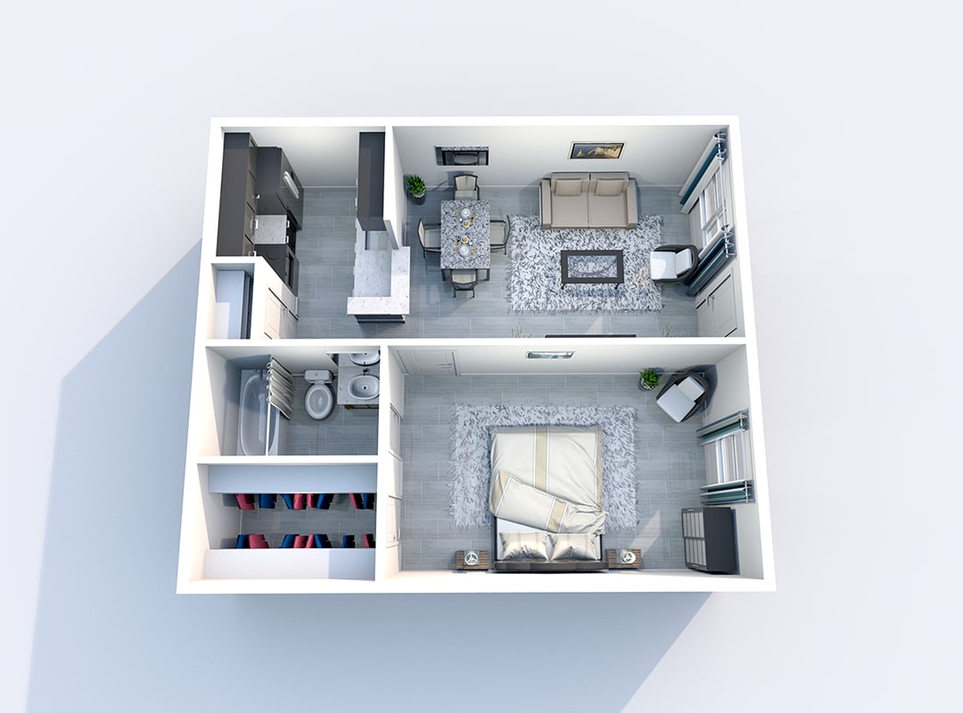 Floorplan diagram for 1X1A, showing 1 bedroom