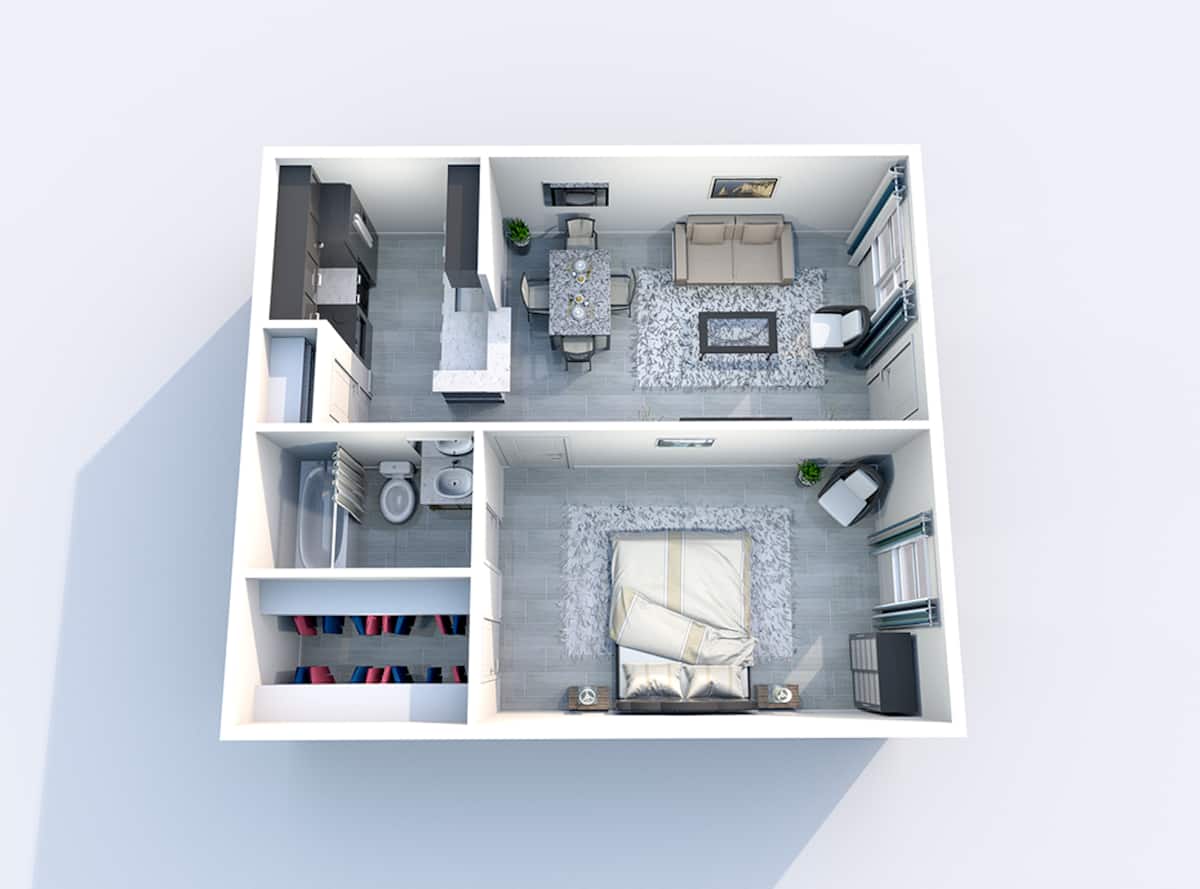 Floorplan diagram for 1X1A, showing 1 bedroom