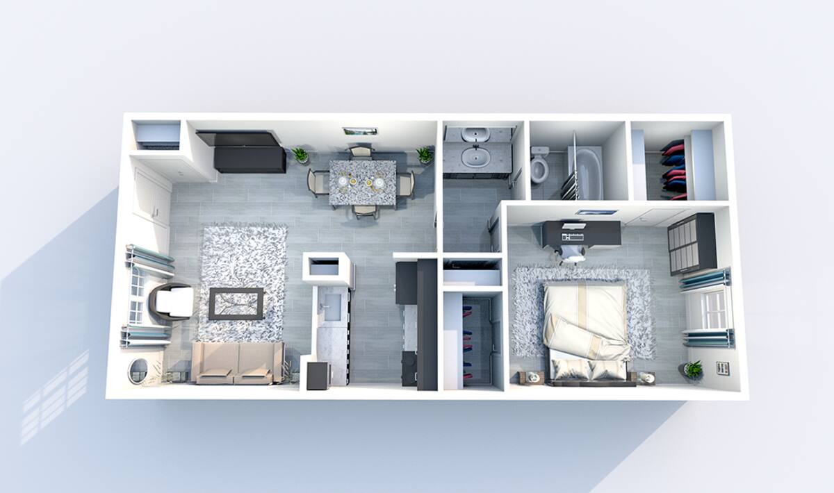 Floorplan diagram for 1X1B, showing 1 bedroom