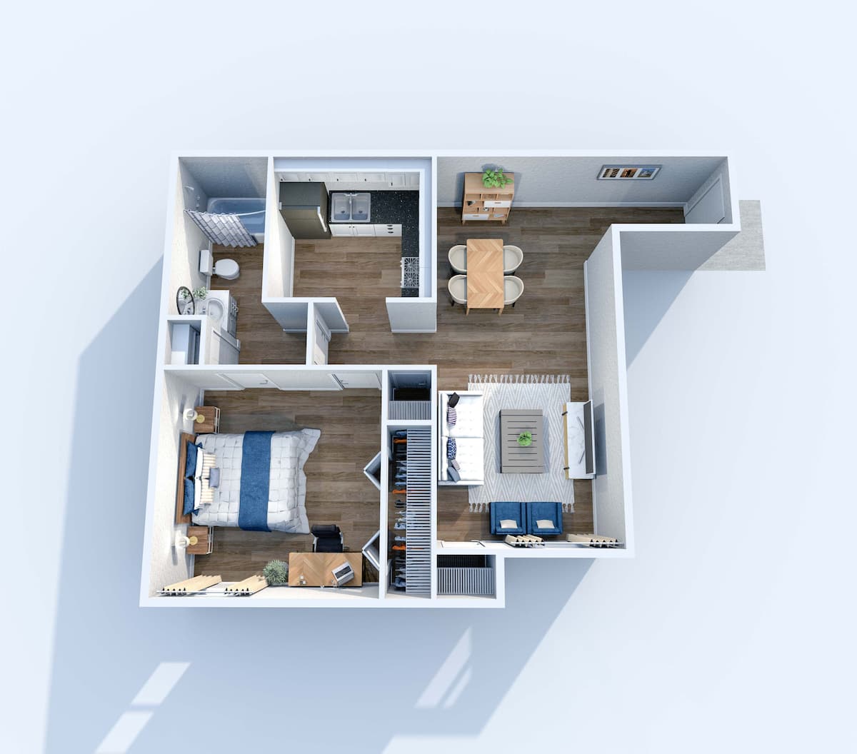 Floorplan diagram for A1, showing 1 bedroom