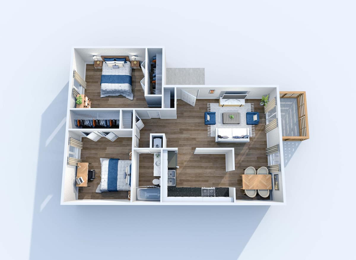 Floorplan diagram for B1, showing 2 bedroom