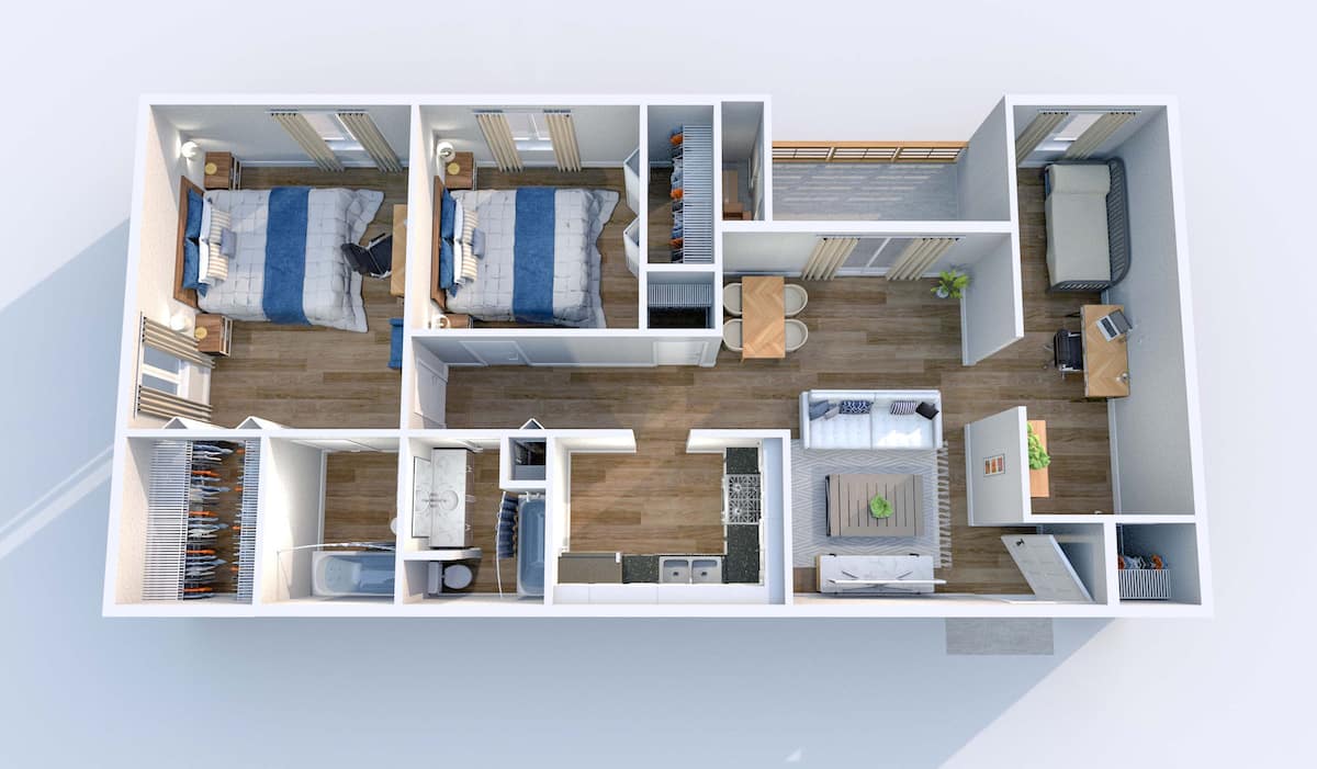 Floorplan diagram for C1, showing 2 bedroom