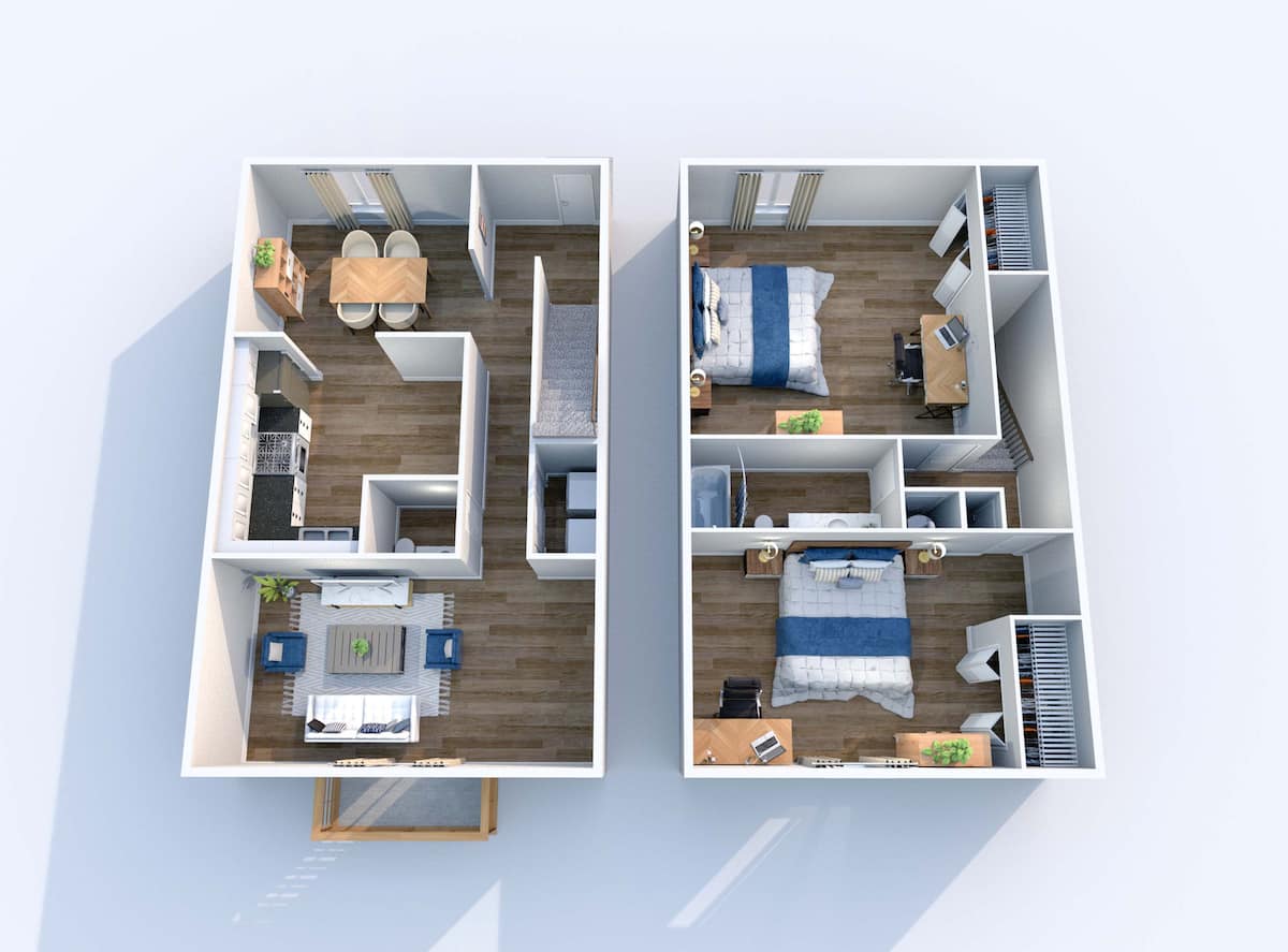 Floorplan diagram for B3 - TH, showing 2 bedroom