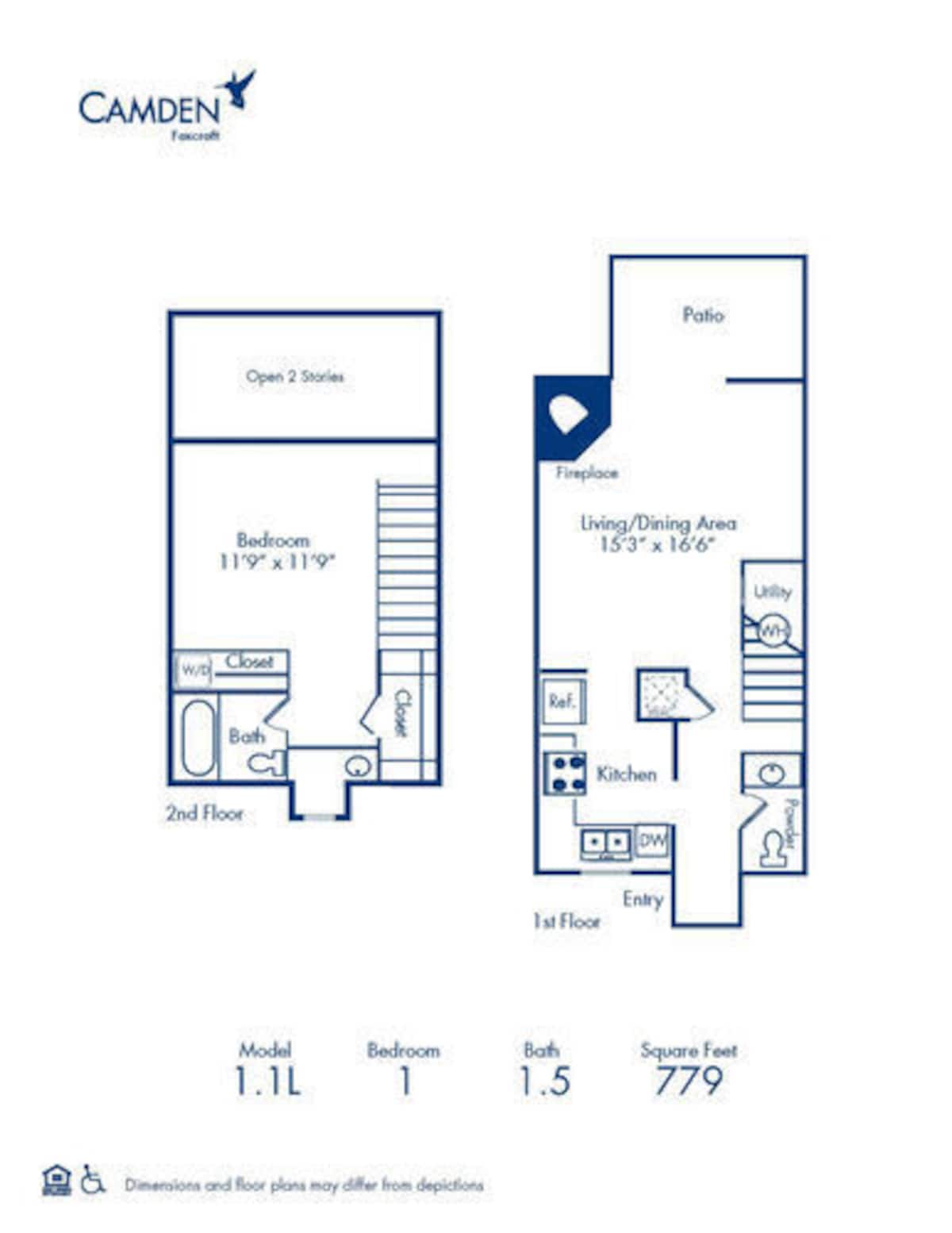 Floorplan diagram for 1.1.5 Loft, showing 1 bedroom