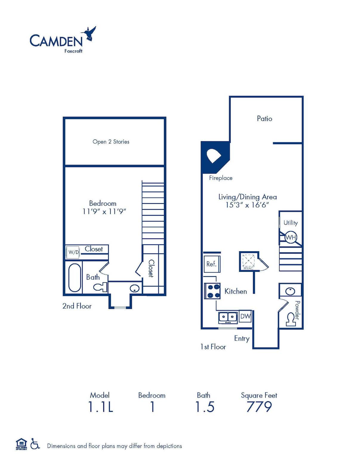 Floorplan diagram for 1.1 Loft, showing 1 bedroom