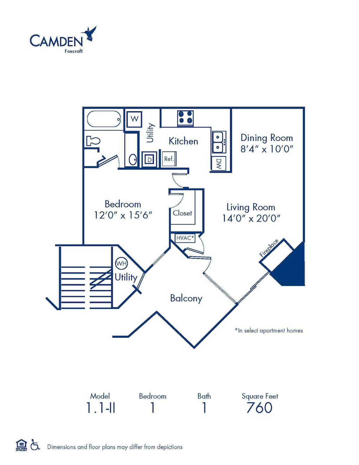 Floorplan diagram for 1.1 - II, showing 1 bedroom