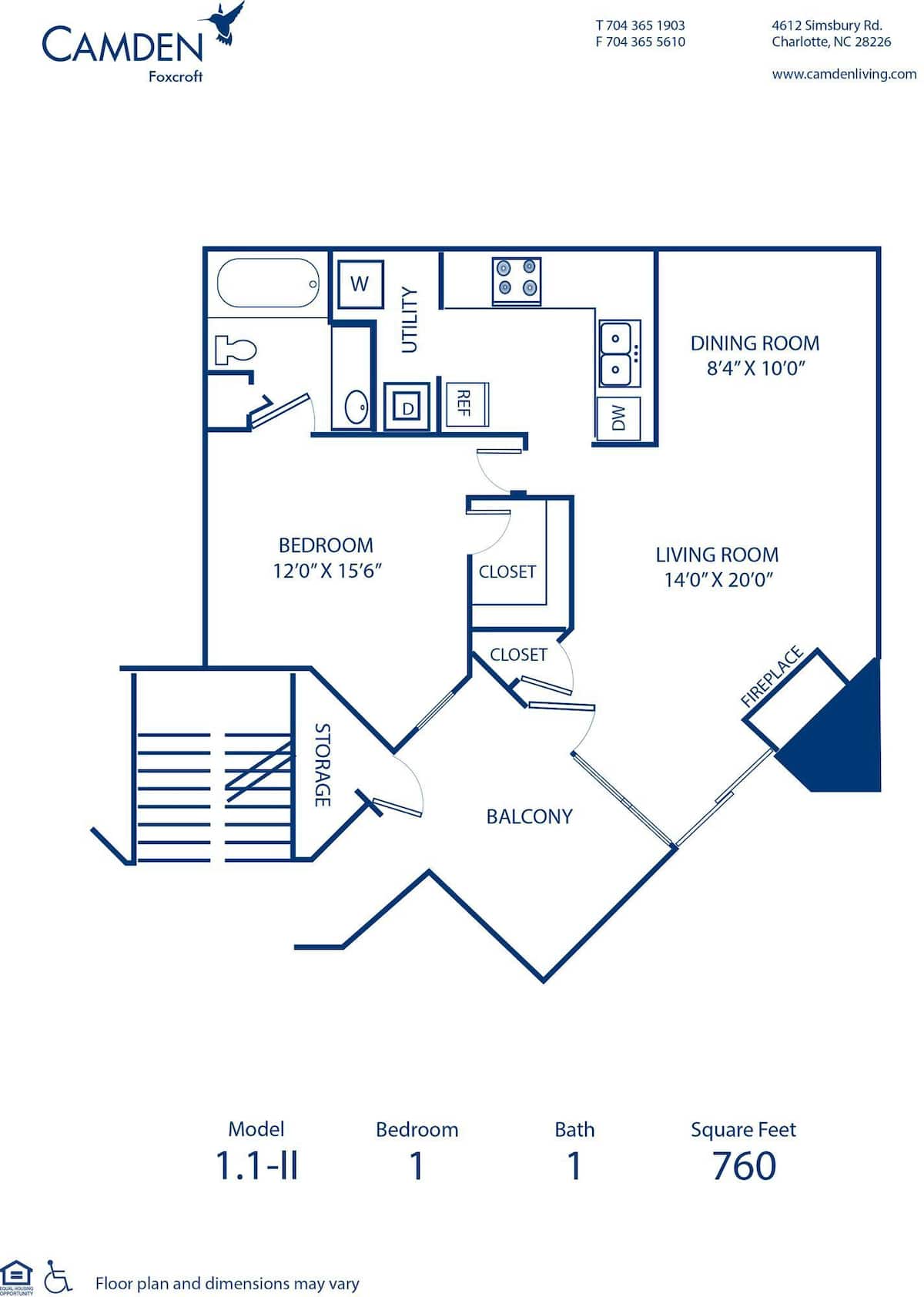 Floorplan diagram for 1.1 - II, showing 1 bedroom
