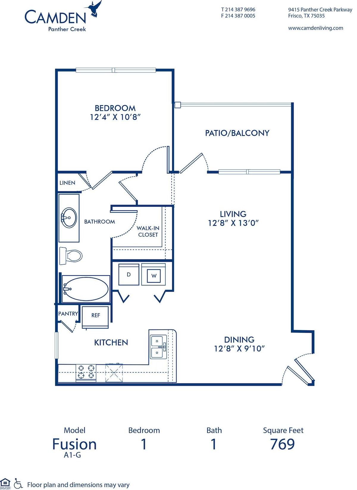 Plan interior pentru Fusion, care arată Număr de dormitoare: 1