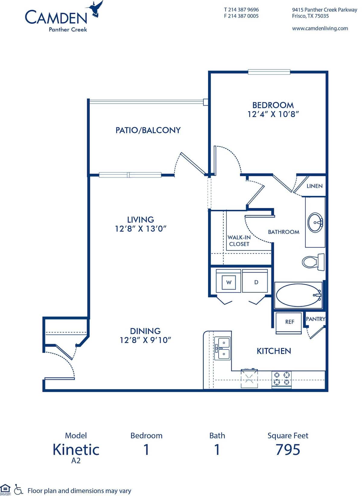 Floorplan diagram for Kinetic, showing 1 bedroom