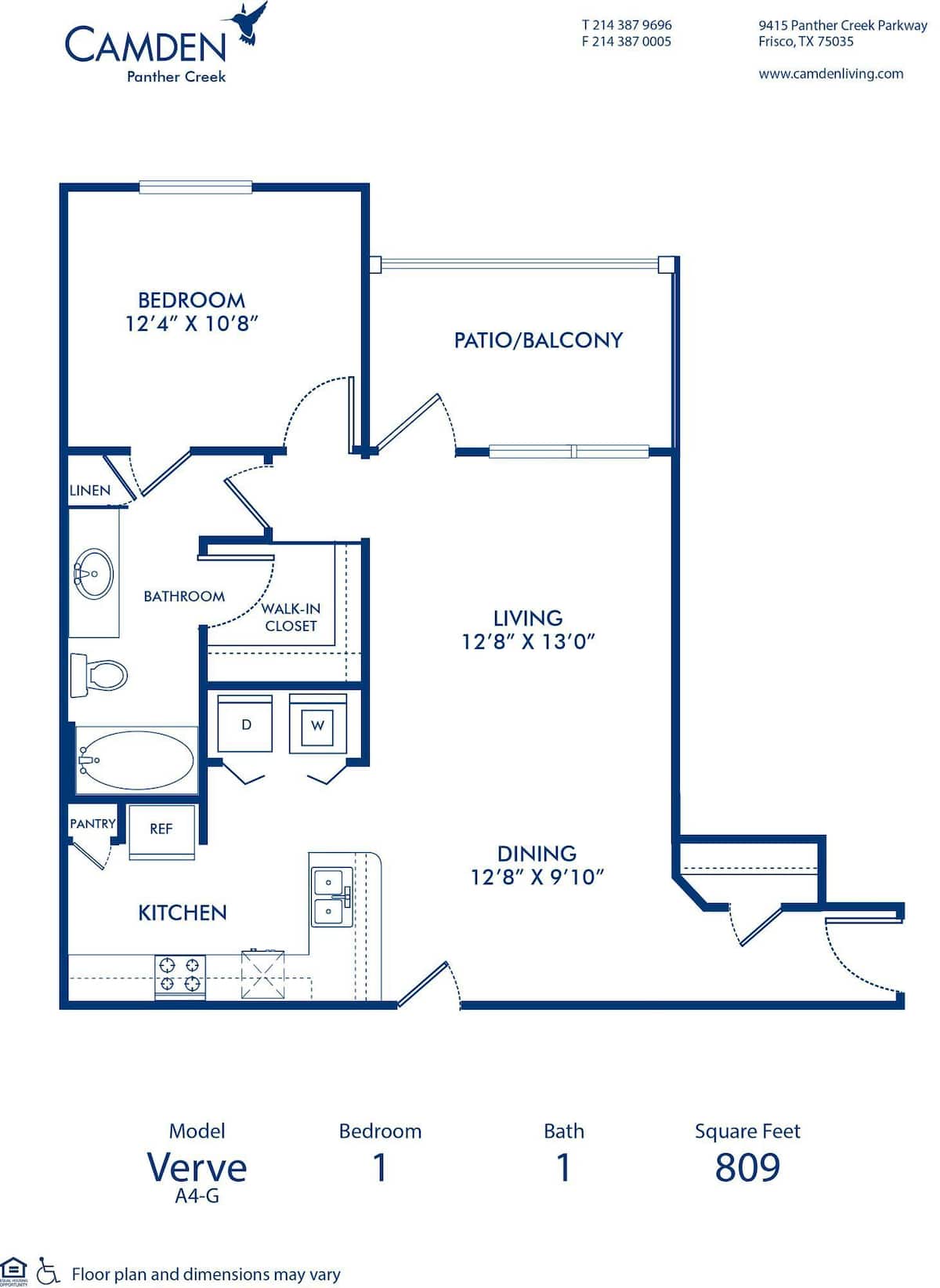 Floorplan diagram for Verve, showing 1 bedroom