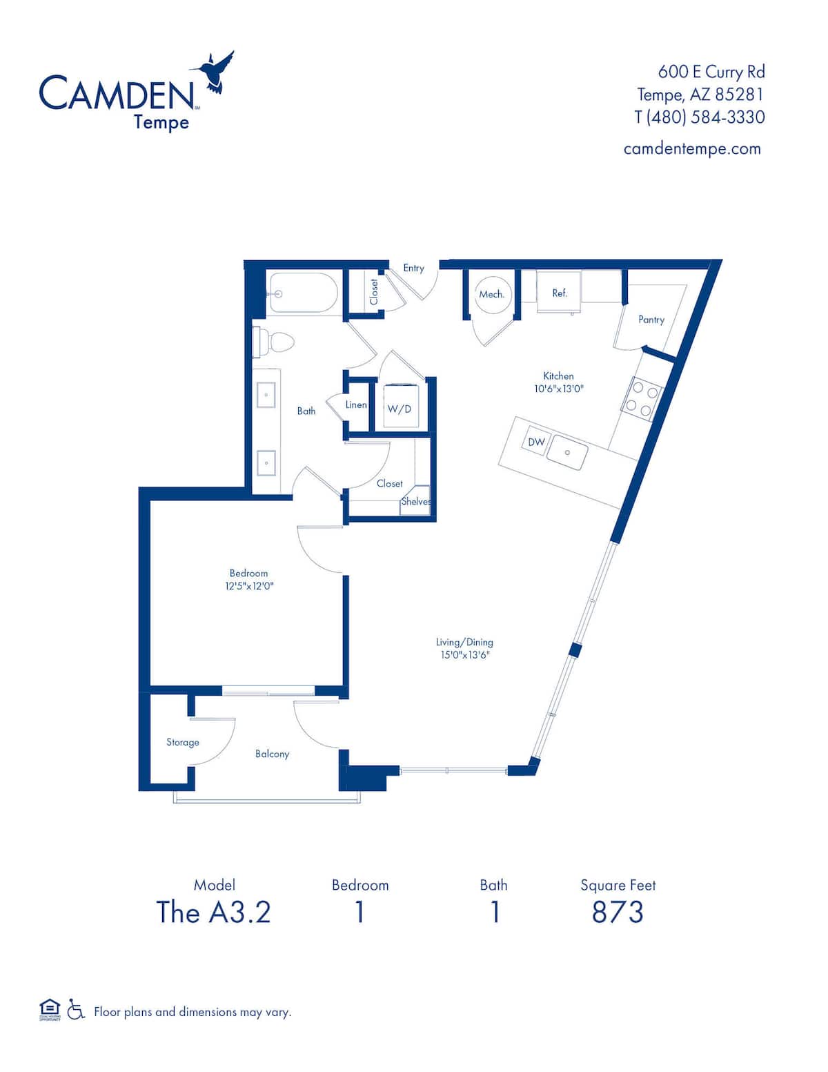 Floorplan diagram for A3.2, showing 1 bedroom