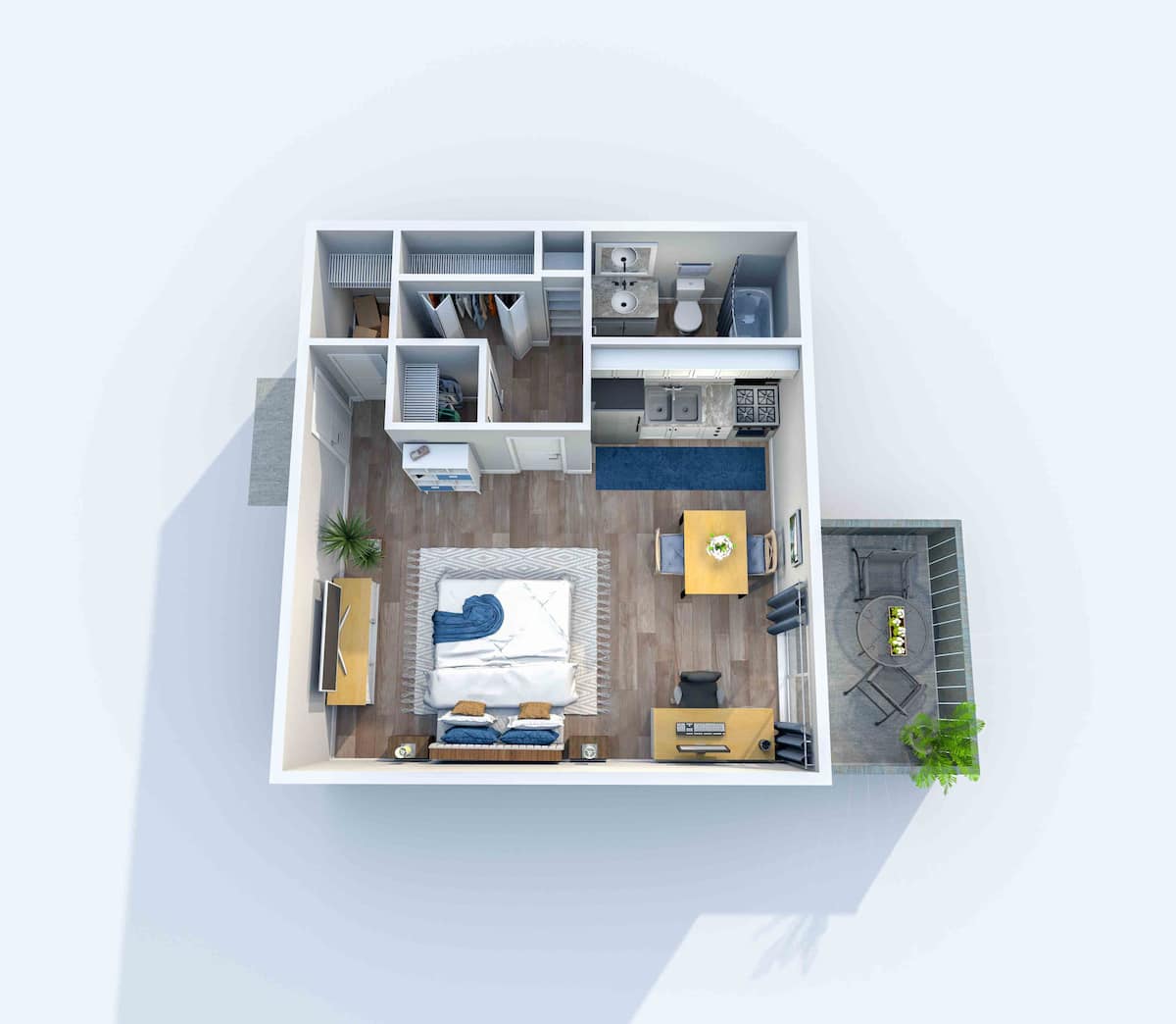 Floorplan diagram for Studio E1, showing Studio
