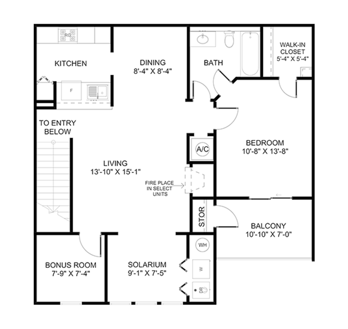 Floorplan diagram for A4, showing 1 bedroom