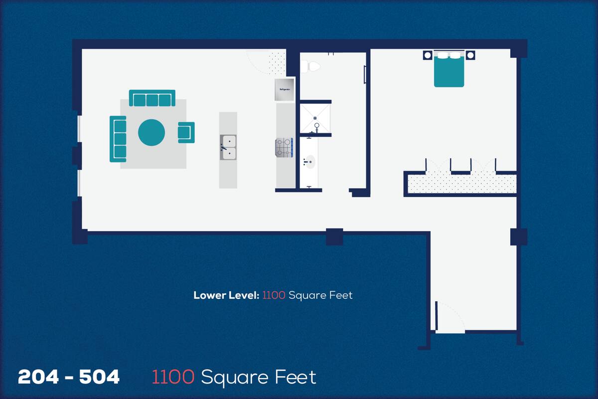 Floorplan diagram for 204, showing 1 bedroom