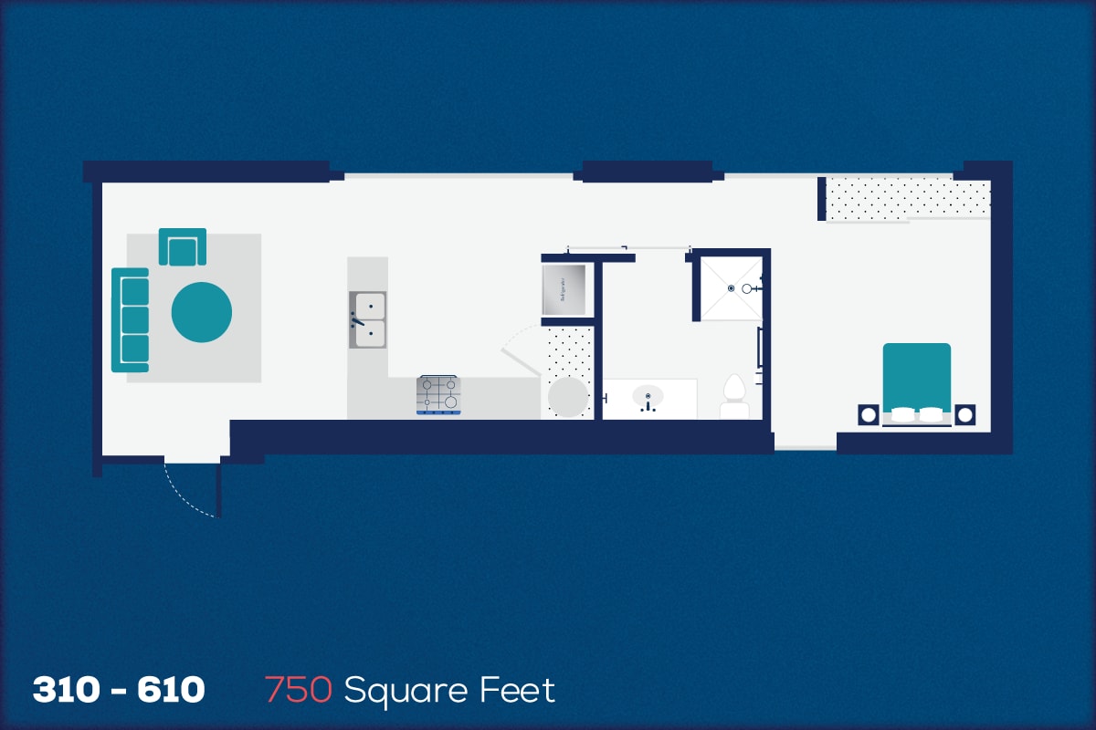 Floorplan diagram for 310, showing 1 bedroom