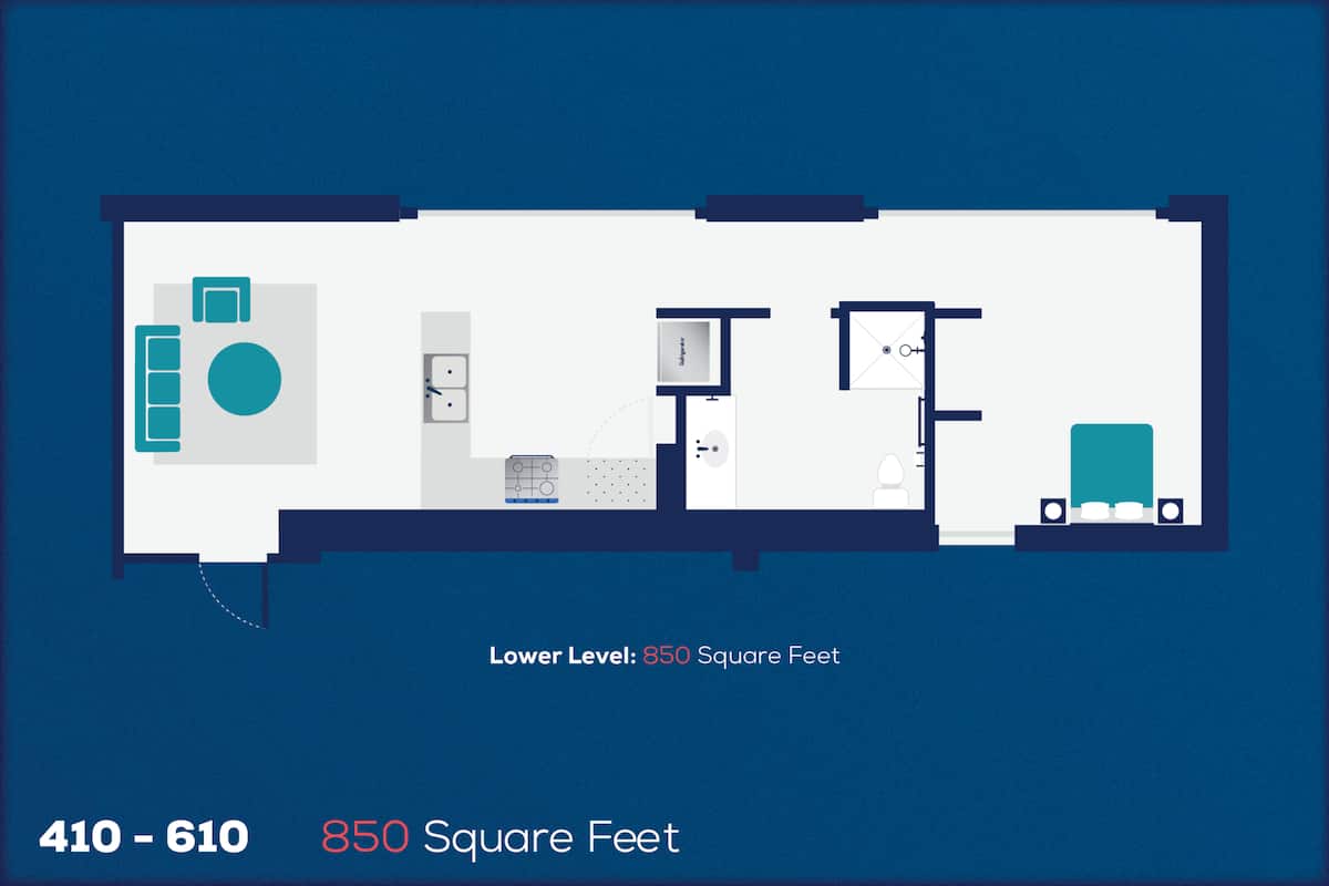 Floorplan diagram for 410, showing 1 bedroom