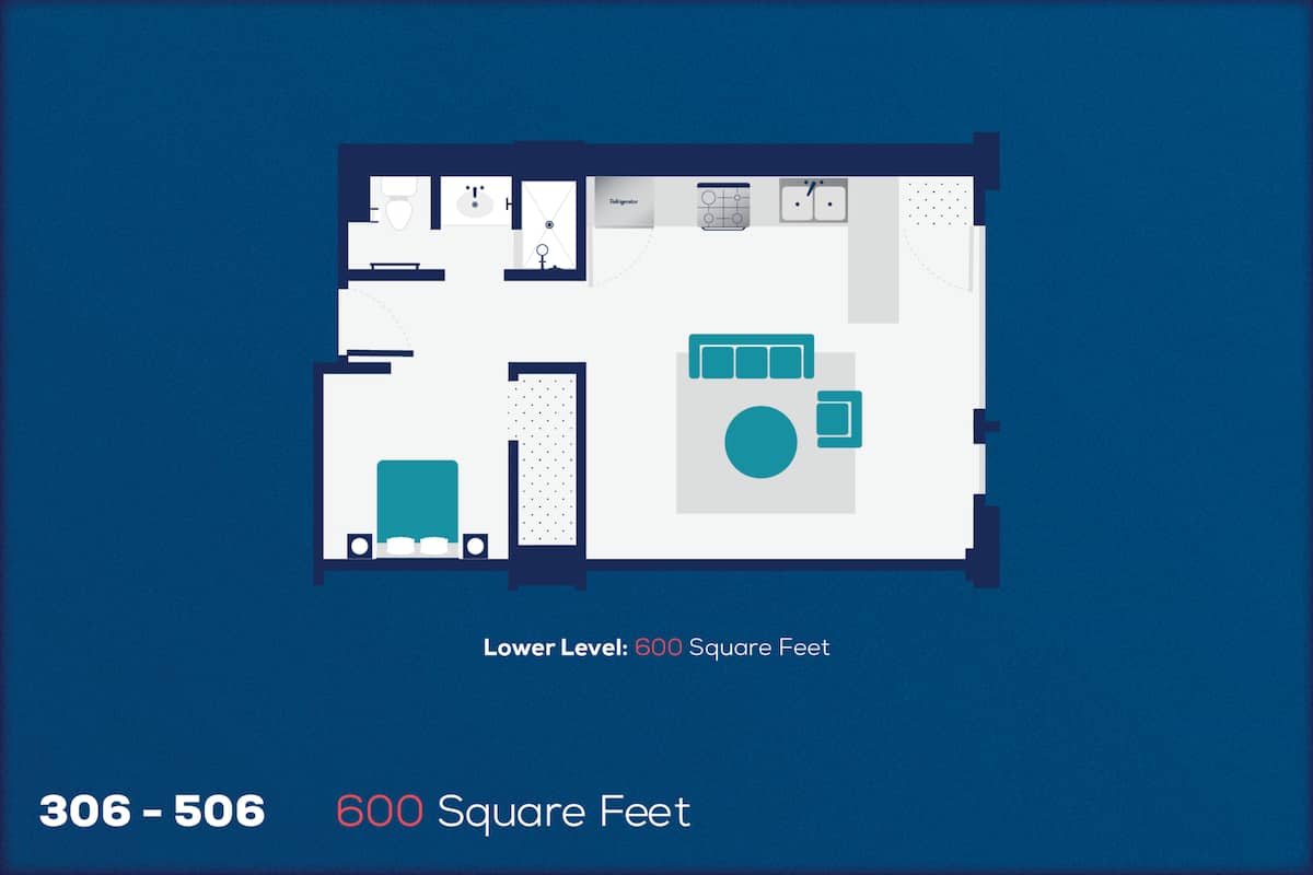 Floorplan diagram for 506, showing 1 bedroom