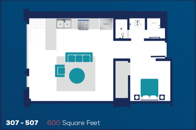 Plan pour 507, montrant 1 chambre