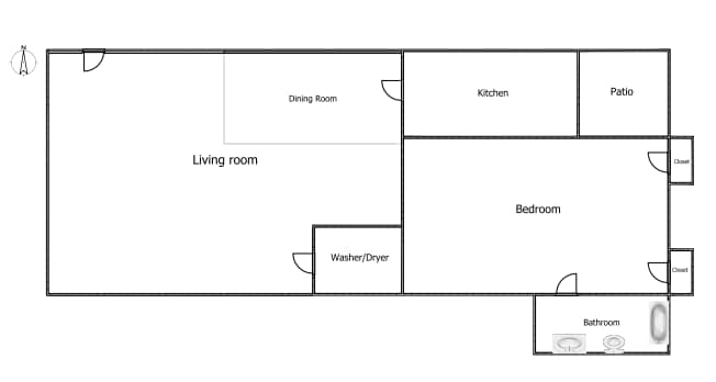 Floorplan diagram for 1x1 A24, showing 1 bedroom