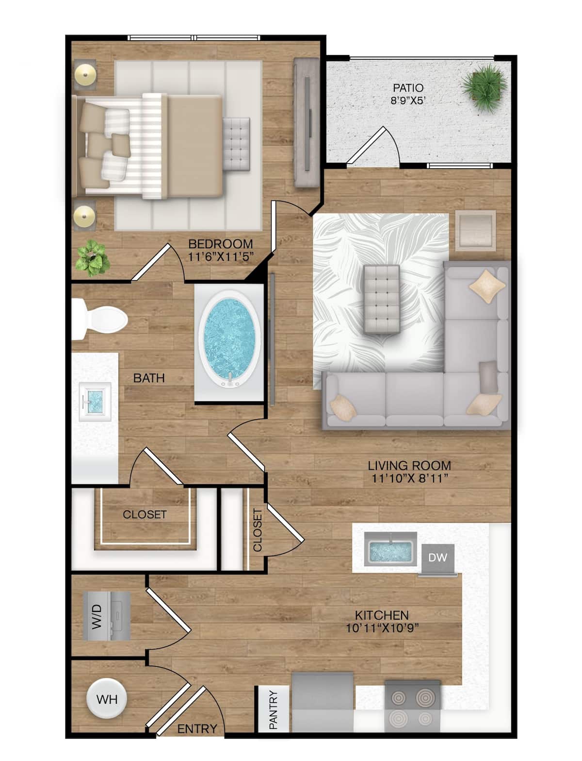 Floorplan diagram for A1, showing 1 bedroom