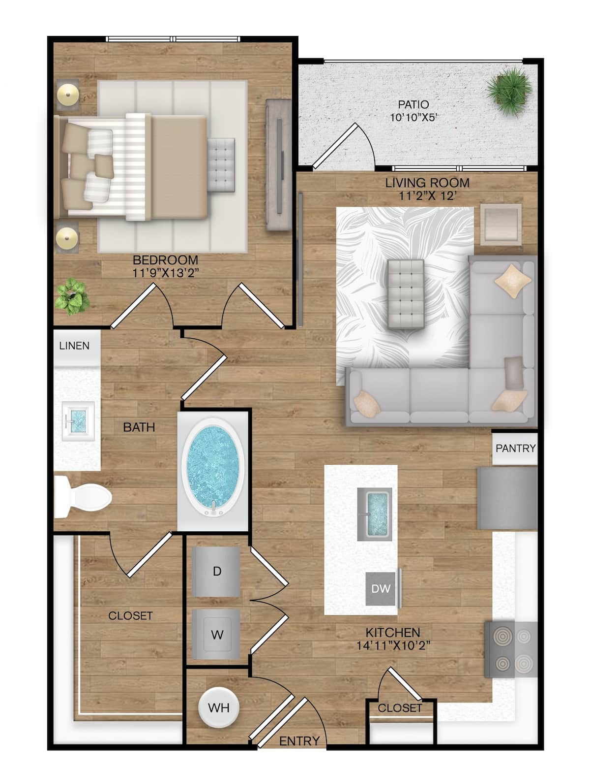 Floorplan diagram for A2, showing 1 bedroom