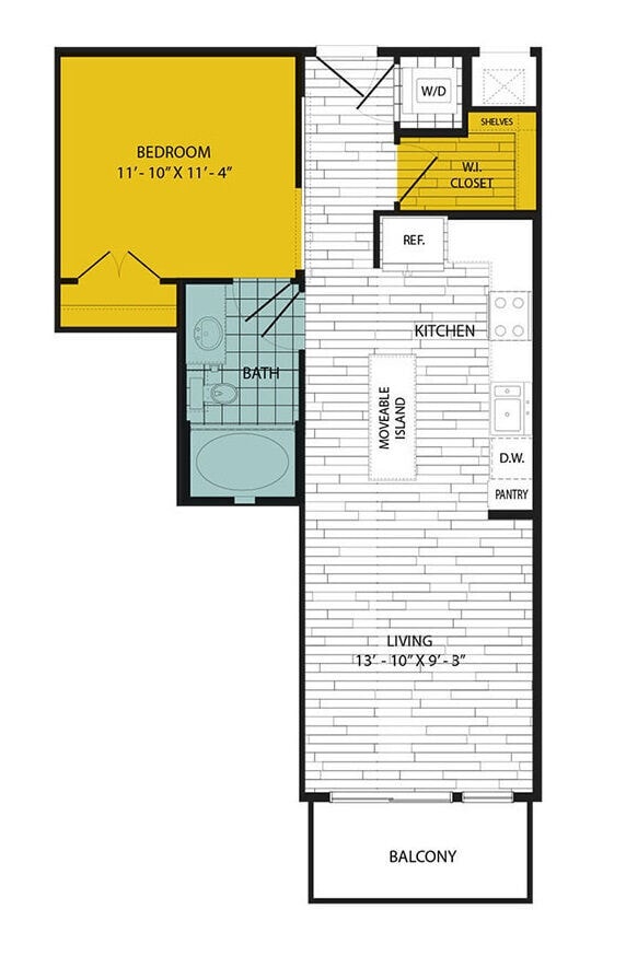 Floorplan diagram for A1, showing 1 bedroom