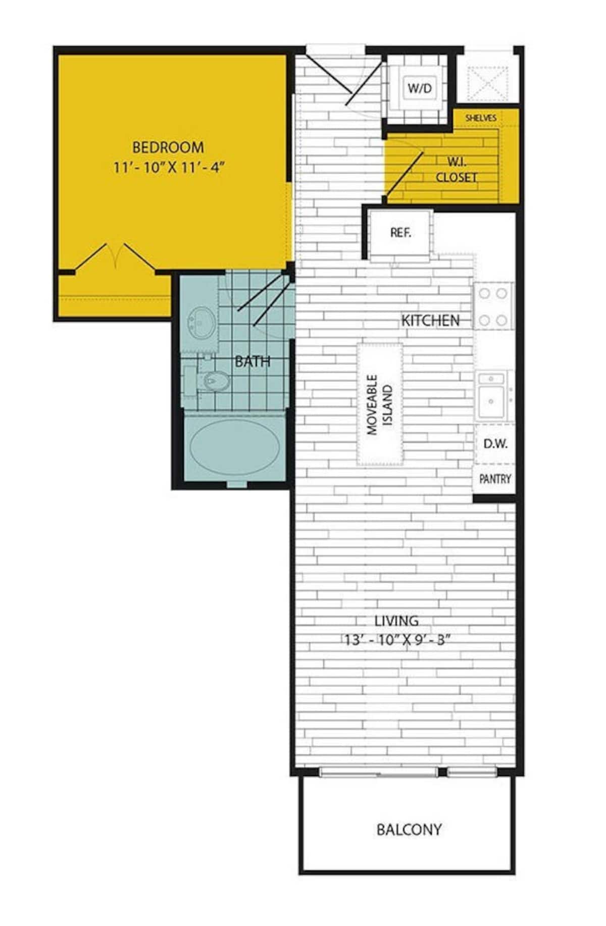 Floorplan diagram for A1, showing 1 bedroom
