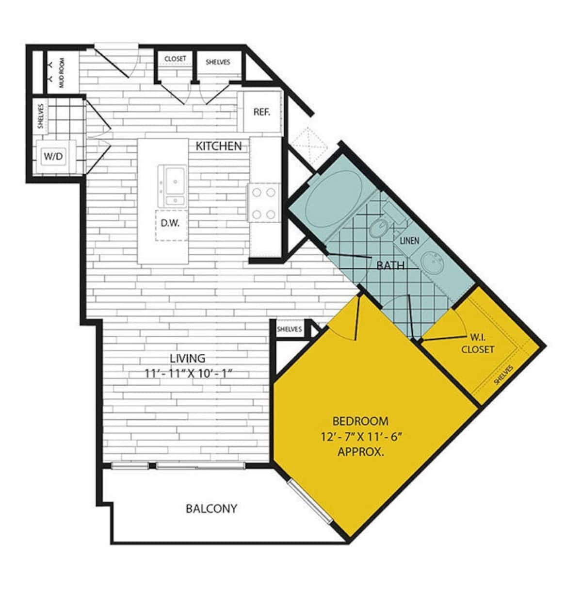 Floorplan diagram for A10, showing 1 bedroom