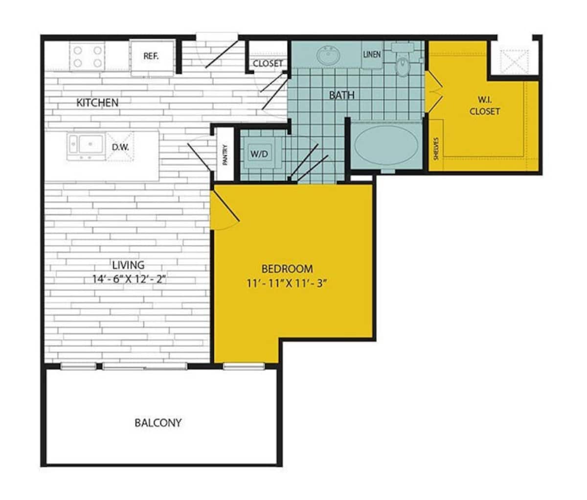 Floorplan diagram for A4, showing 1 bedroom