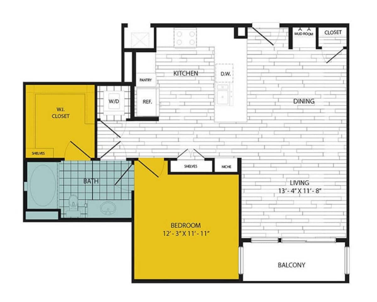 Floorplan diagram for A8, showing 1 bedroom