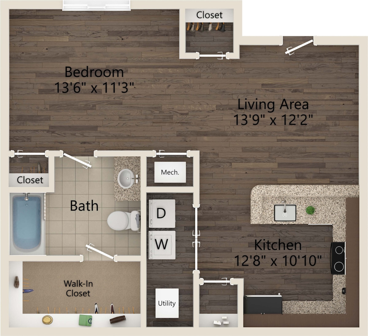 Floorplan diagram for Tryon, showing Studio