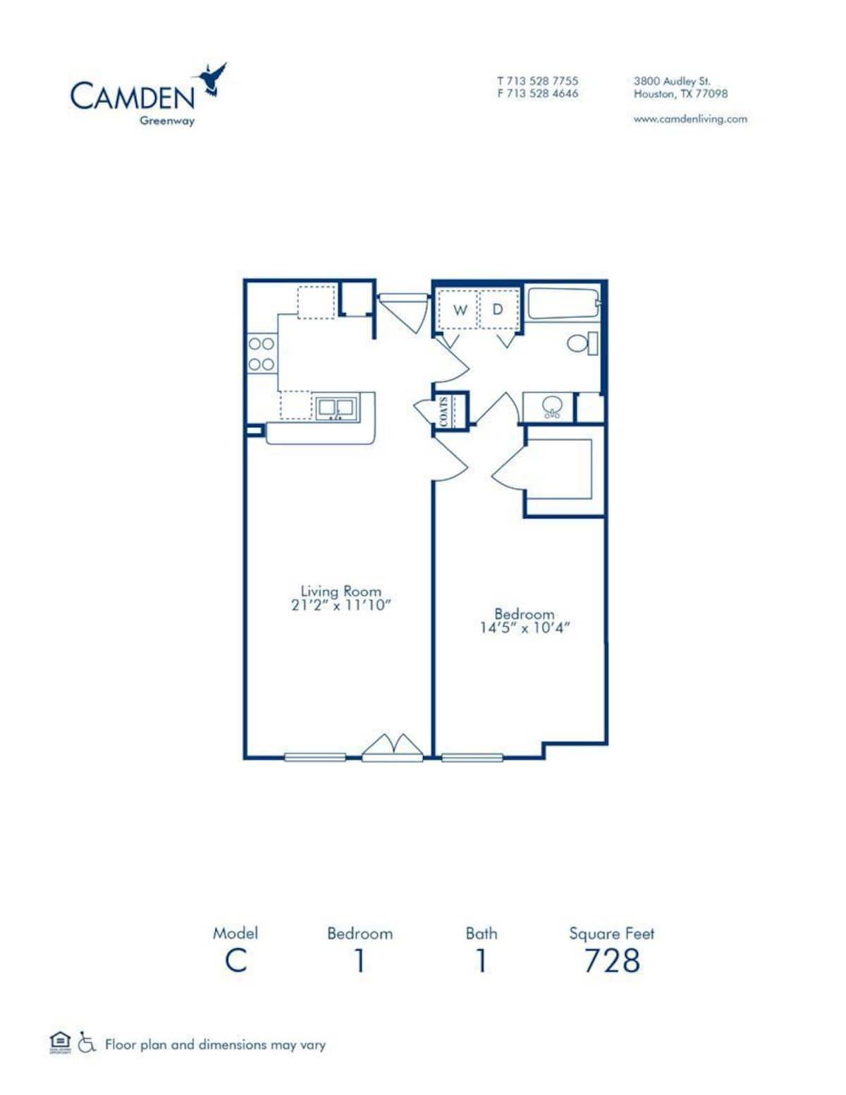 Floorplan diagram for C, showing 1 bedroom