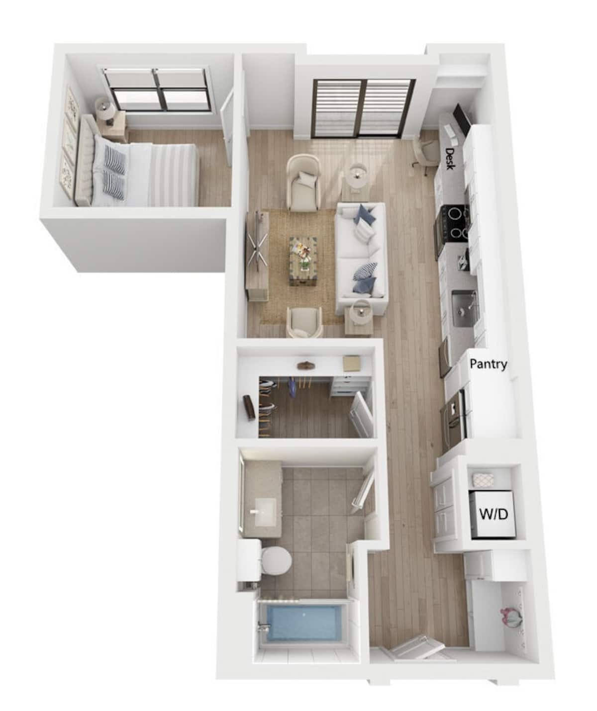 Floorplan diagram for Aura, showing Studio